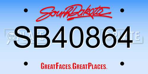 SB40864 South Dakota License Plate