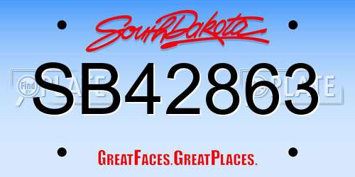 SB42863 South Dakota License Plate