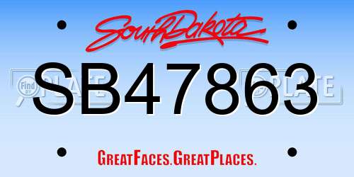 SB47863 South Dakota License Plate