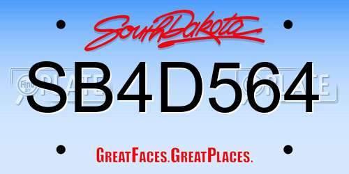 SB4D564 South Dakota License Plate