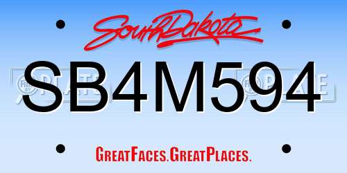 SB4M594 South Dakota License Plate