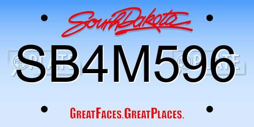SB4M596 South Dakota License Plate