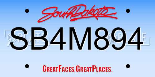 SB4M894 South Dakota License Plate