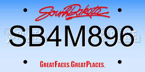 SB4M896 South Dakota License Plate