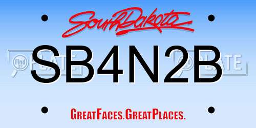 SB4N2B South Dakota License Plate