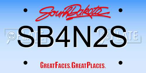 SB4N2S South Dakota License Plate