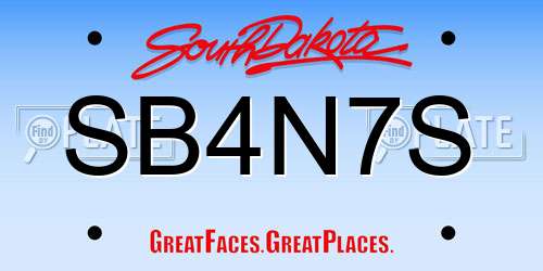 SB4N7S South Dakota License Plate
