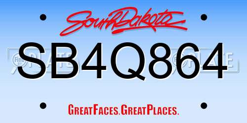 SB4Q864 South Dakota License Plate