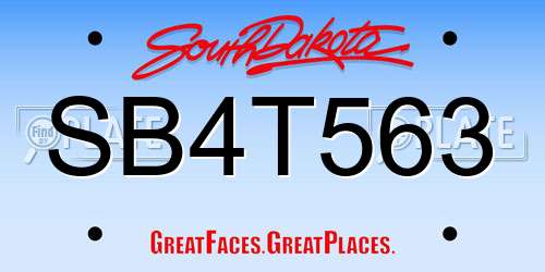 SB4T563 South Dakota License Plate