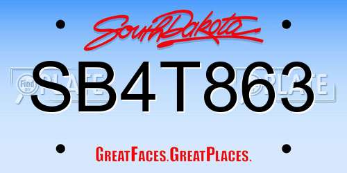 SB4T863 South Dakota License Plate