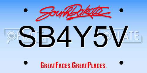 SB4Y5V South Dakota License Plate