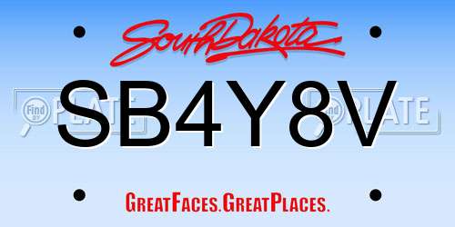 SB4Y8V South Dakota License Plate