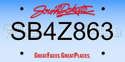SB4Z863 South Dakota License Plate