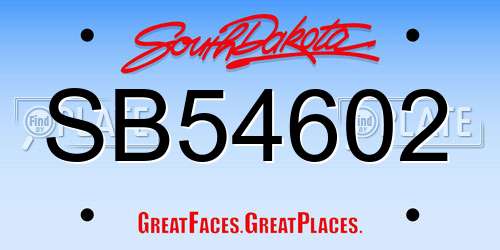SB54602 South Dakota License Plate