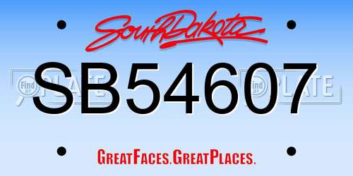 SB54607 South Dakota License Plate