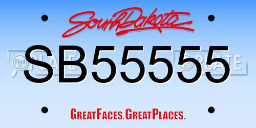 SB55555 South Dakota License Plate