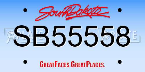 SB55558 South Dakota License Plate