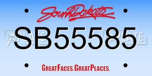 SB55585 South Dakota License Plate