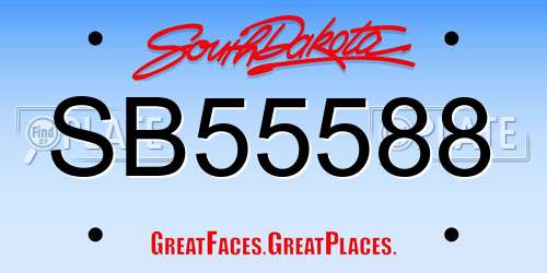 SB55588 South Dakota License Plate