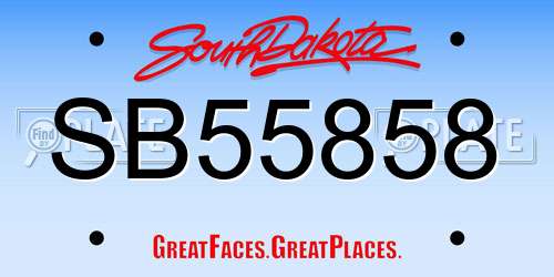 SB55858 South Dakota License Plate
