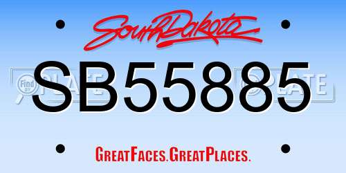 SB55885 South Dakota License Plate
