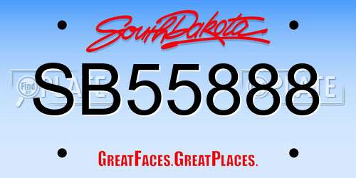 SB55888 South Dakota License Plate