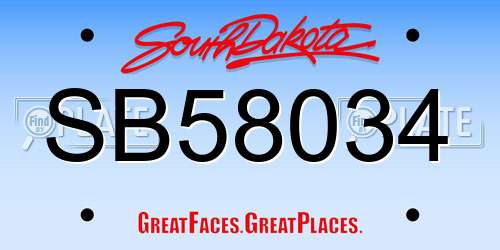 SB58034 South Dakota License Plate