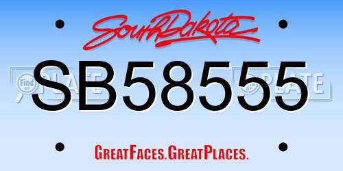 SB58555 South Dakota License Plate