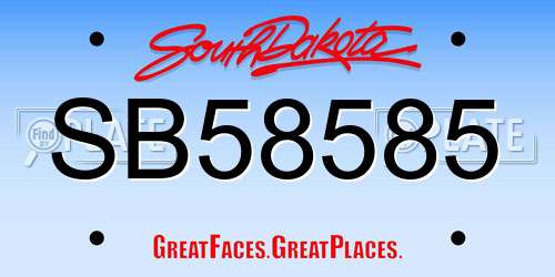SB58585 South Dakota License Plate