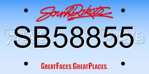 SB58855 South Dakota License Plate