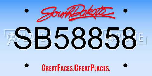 SB58858 South Dakota License Plate
