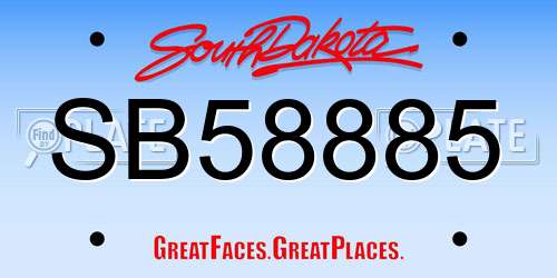 SB58885 South Dakota License Plate