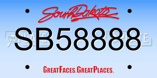 SB58888 South Dakota License Plate