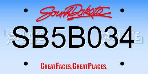 SB5B034 South Dakota License Plate