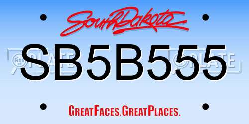 SB5B555 South Dakota License Plate