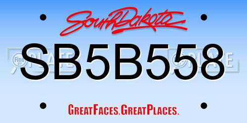SB5B558 South Dakota License Plate