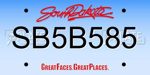 SB5B585 South Dakota License Plate