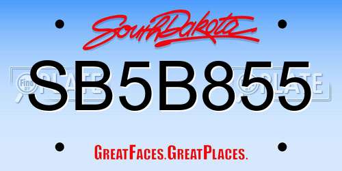 SB5B855 South Dakota License Plate