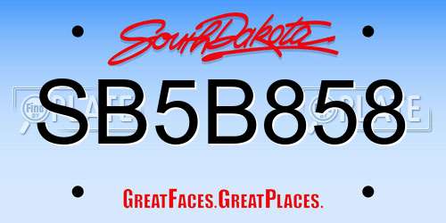 SB5B858 South Dakota License Plate