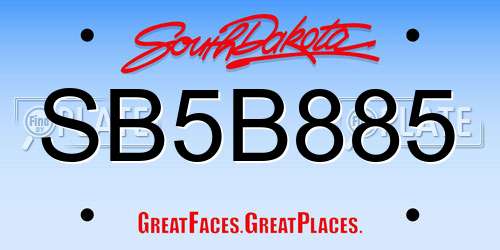 SB5B885 South Dakota License Plate