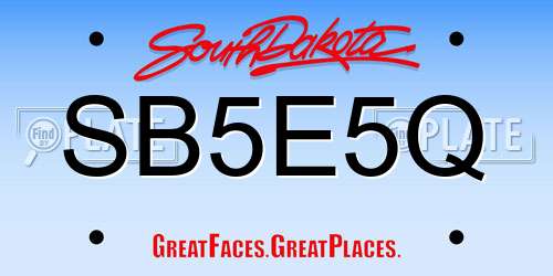 SB5E5Q South Dakota License Plate