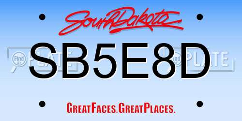 SB5E8D South Dakota License Plate