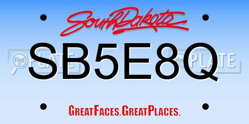 SB5E8Q South Dakota License Plate