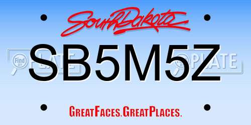 SB5M5Z South Dakota License Plate