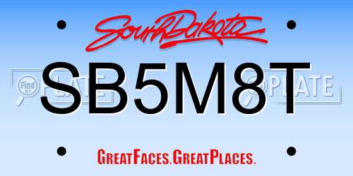 SB5M8T South Dakota License Plate