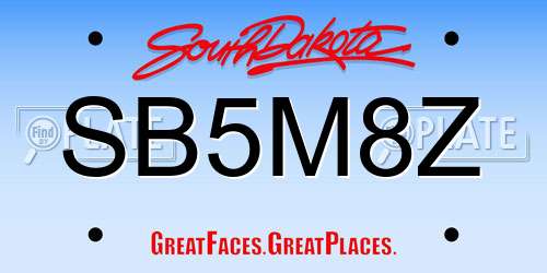 SB5M8Z South Dakota License Plate