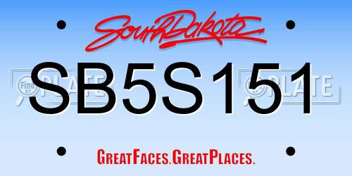 SB5S151 South Dakota License Plate