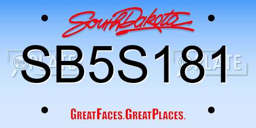 SB5S181 South Dakota License Plate