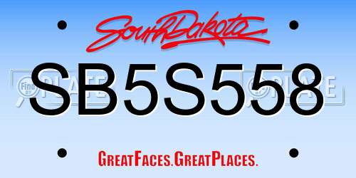 SB5S558 South Dakota License Plate
