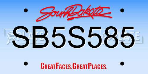SB5S585 South Dakota License Plate